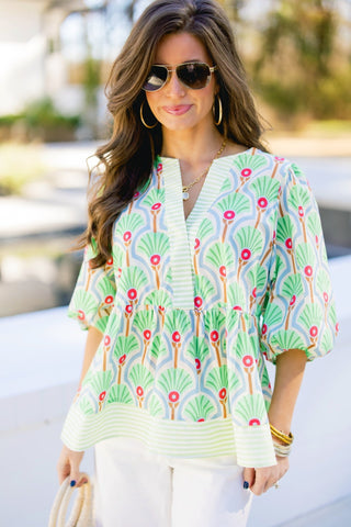 In The Palms Green Printed Top - Instyle Boutique