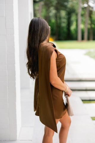 Draped Muse Dress-Brown - Instyle Boutique