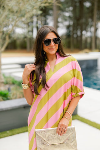 Kiwi Pink Striped Dress - Instyle Boutique