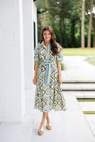 Sage Bloom Shirtdress - Instyle Boutique