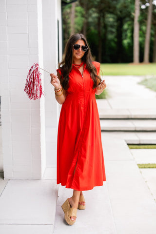 Rest Assured Red Pleated Dress - Instyle Boutique