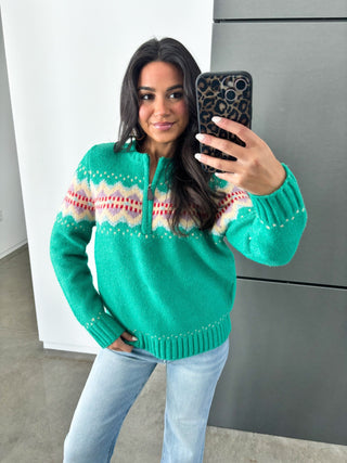 Home For The Holidays Green Sweater - Instyle Boutique
