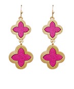 Double Clover Fuchsia Earrings