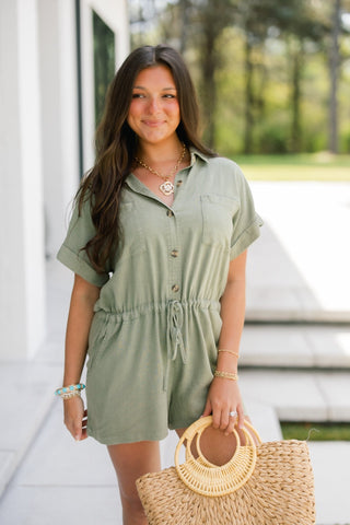 Sage Kisses Romper - Instyle Boutique