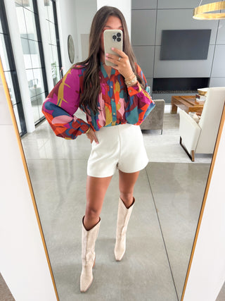 Allie Abstract Magenta Top