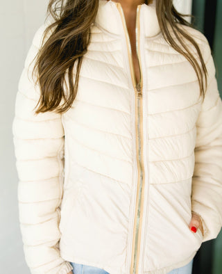 Reversible Quilted Tan Puffer Jacket ~DOORBUSTER DEAL~ - Instyle Boutique