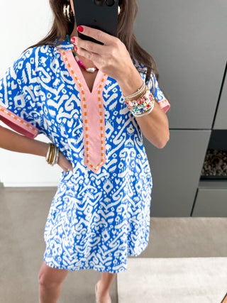 Azure Bloom Embroidered Dress
