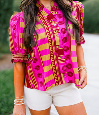 Plum Party Printed Top - Instyle Boutique