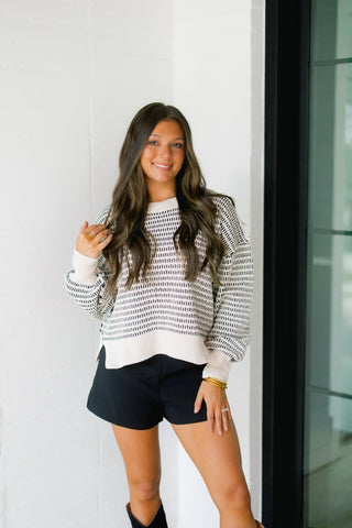 Black Two Tone Textured Sweater - Instyle Boutique