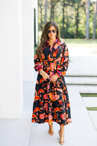 Beginning To Love Black Floral Dress