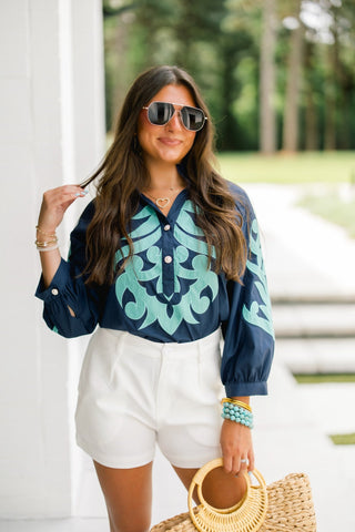 Moonlit Lagoon Top-Navy - Instyle Boutique