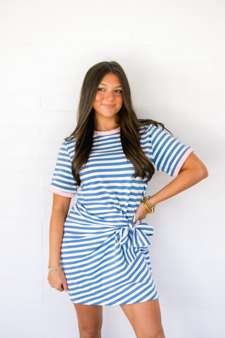 Coastal Blue Striped Mini Dress - Instyle Boutique