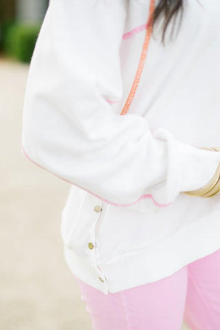 Prism Rainbow Contrast Stitch Raglan Sweatshirt - Instyle Boutique