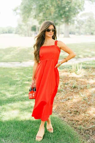 Call Me Later Red Midi Dress