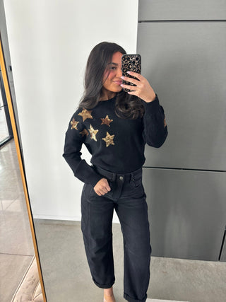 Stars Shine For You Black Sweater - Instyle Boutique