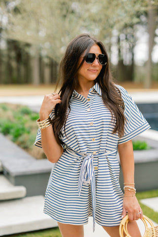 The Sweetheart Striped Romper - Instyle Boutique