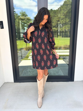 Feeling The Fall Vibes Black Dress
