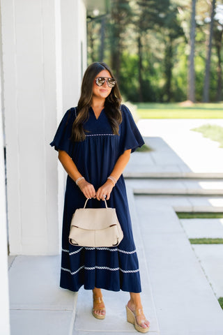 Navy Charm Midi Dress - Instyle Boutique