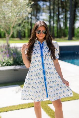 Blue & Ivory Charm Dress - Instyle Boutique