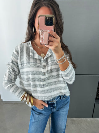 Casual Girls Grey Striped Top