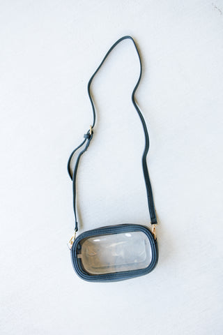 Clear Crossbody Stadium Bag- Black