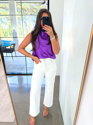 Look My Way Purple Satin Tank