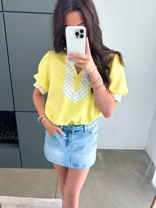 The Dot & Dash Top – Yellow - Instyle Boutique
