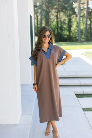 Going Places Brown Midi Dress - Instyle Boutique