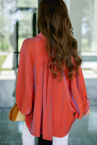 Harvest Moon Puff Sleeve Button-Down Top