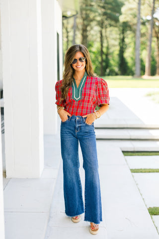 Pretty In Plaid Red Top
