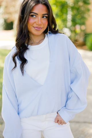 Lakeside Light Blue Layered Top - Instyle Boutique