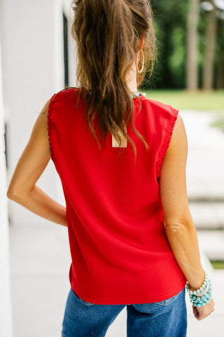 Scarlet Ruffle Charm Tank - Instyle Boutique