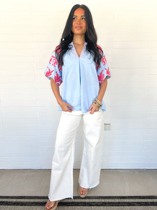 Bluebell Breeze Embroidered Top - Instyle Boutique