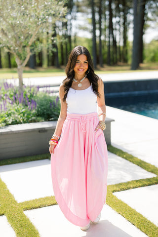 Beachfront Flowy Pants-Pink