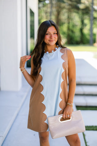 Sun Kissed Scalloped Dress - Blue - Instyle Boutique
