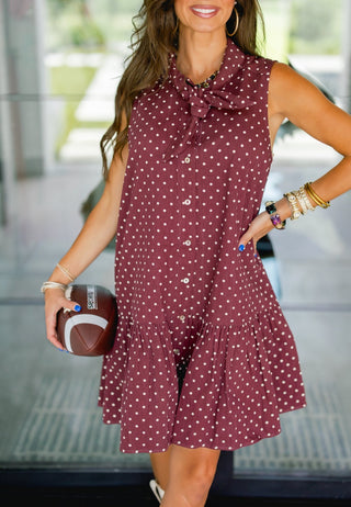 Dot & Darling Sleeveless Burgundy Dress - Instyle Boutique