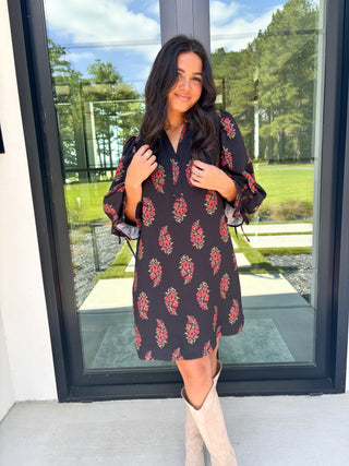 Feeling The Fall Vibes Black Dress