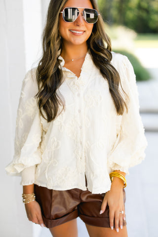 Whispered Blooms Ivory Embroidered Blouse