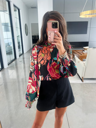 Feeling Floral Black Top
