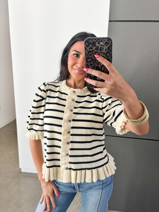 Colette Cream Stripe Knit Top - Instyle Boutique
