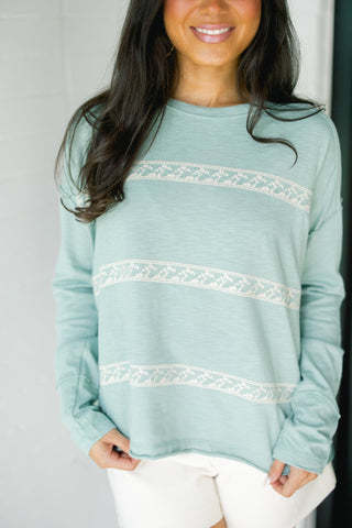 Dusty Sage Embroidered Floral Top - Instyle Boutique