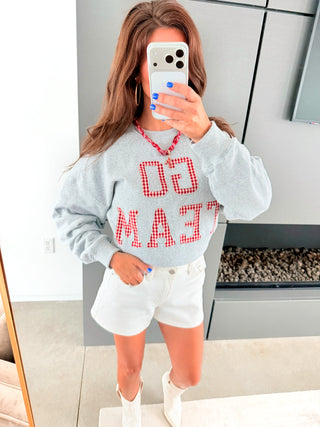 Go Team Gingham Graphic Sweatshirt - Instyle Boutique
