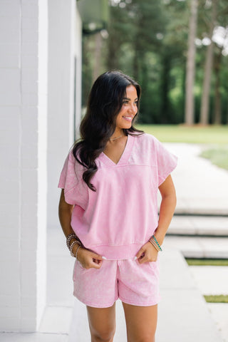 Washed Petal Pink Short Set - Instyle Boutique