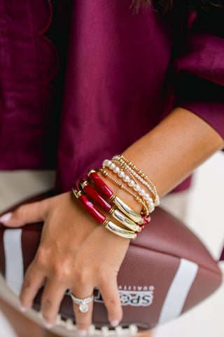 Live a Little Skinny Stretch Bracelet- Maroon - Instyle Boutique