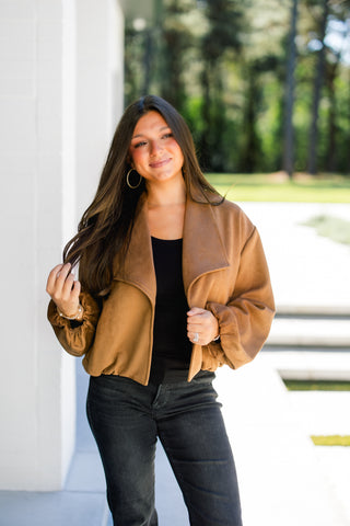 Cooler Weather Camel Suede Jacket