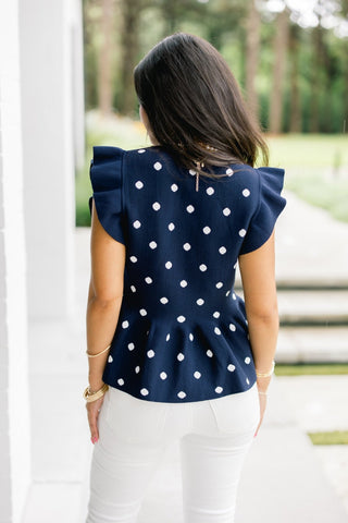 Sweetly Spotted Navy Sweater Tank - Instyle Boutique