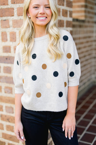 Keep It Neutral Polka Dot Sweater Top