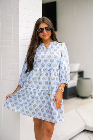 Blooming Blues Tiered Dress - Instyle Boutique