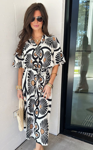 Modern Muse Black & Ivory Midi Dress - Instyle Boutique