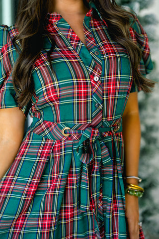 Moment In Time Green Plaid Dress
